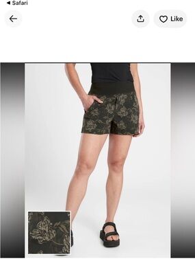 Trekkie north athleta shorts-floral print. Dark greens on black